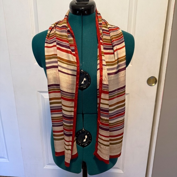 Vintage Oscar De La Renta Silk Rectangular Stripes Scarf 51.5 x 10 - Picture 2 of 8